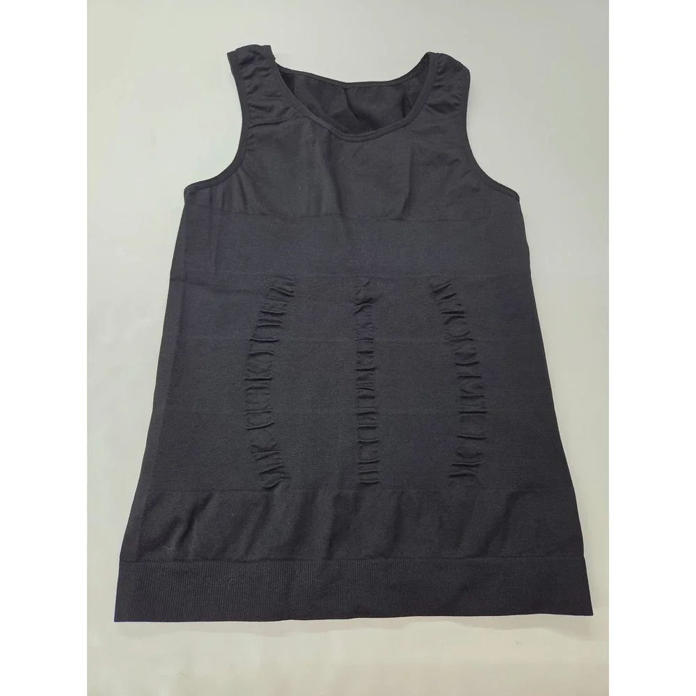 MEETYOO Mens Compression Tank Top Black Body Shaper Slimming Undershirt Size L